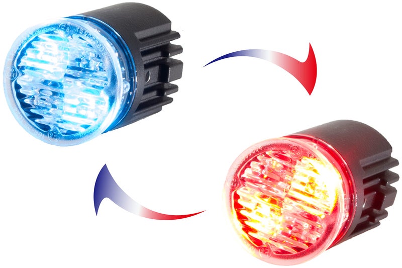 Unicorn Lighting EC01 Hideaway Warning Emergency Strobe Light Surface Mount SAE class 1 Dual Color IP68 for Police and Tow Truck Construction Vehicle Blue Red